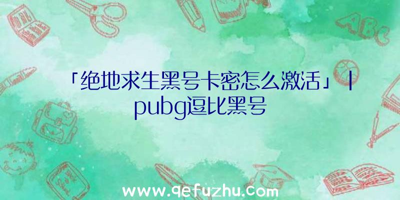 「绝地求生黑号卡密怎么激活」|pubg逗比黑号